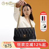 金利来2026新款 真皮菱格链条单肩包时尚 轻奢斜挎包小众设计腋下包