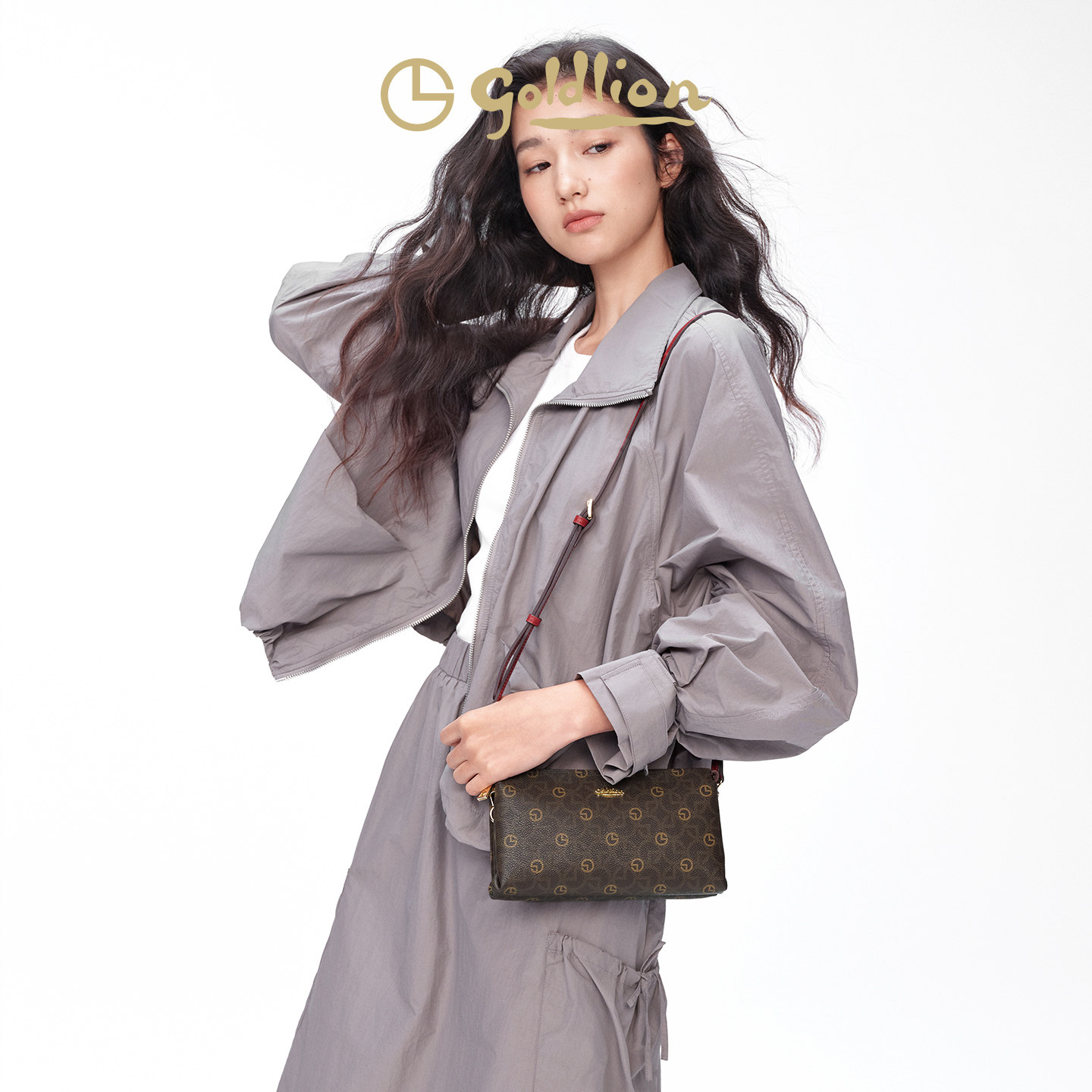 金利来女包2026新款时尚百搭印花小包女式通勤包老花单肩斜挎包潮