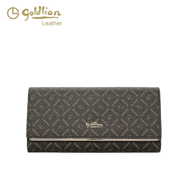 金利来新款钱包复古折叠撞色时尚印花pvc手包钱包长款女士手拿包