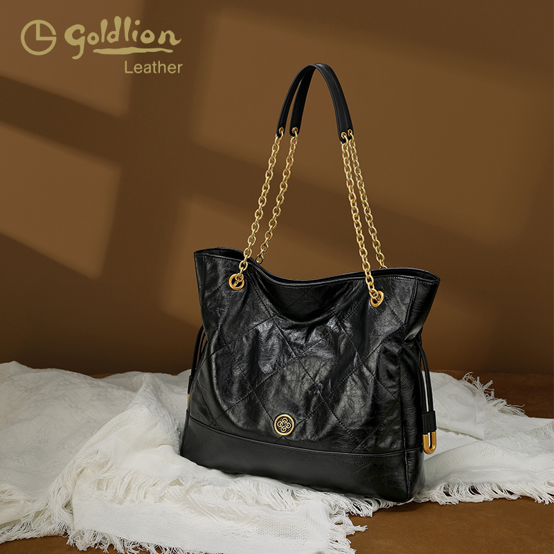 金利来时尚正品女包2025新款链条单肩水桶包大容量真皮通勤手提包