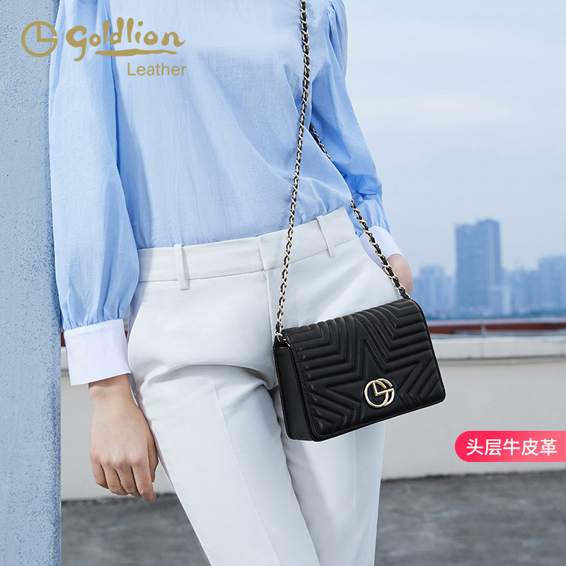 金利来女包2020新款时尚手机化妆包潮单肩斜挎包真皮链条牛皮小包