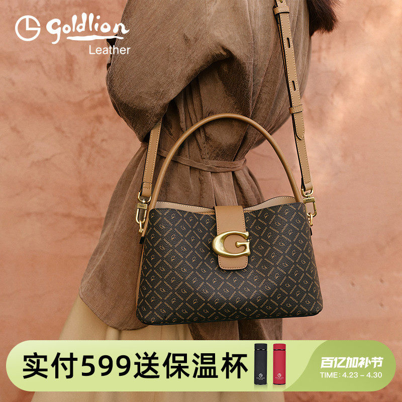 金利来复古印花女包2026新款PVC高级质感单肩斜挎包大容量手提包