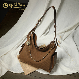 金利来商场同款女包轻奢单肩斜挎包女士复古hobo包包大容量百搭潮