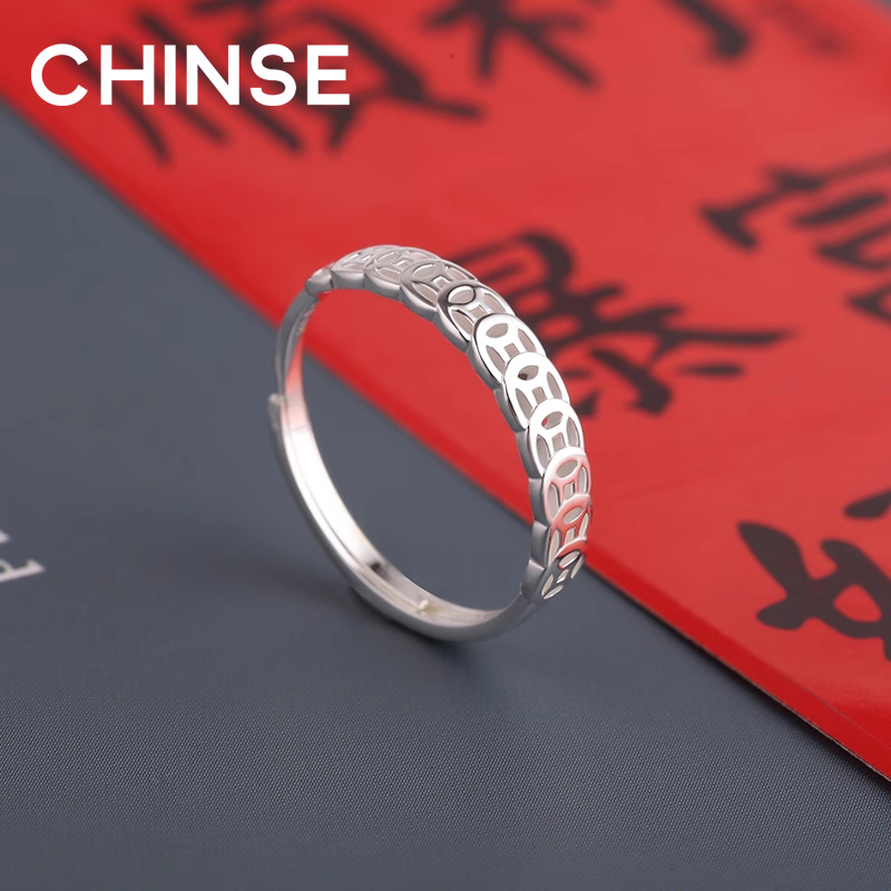 CHINSE香港倾色999足银钱币女戒