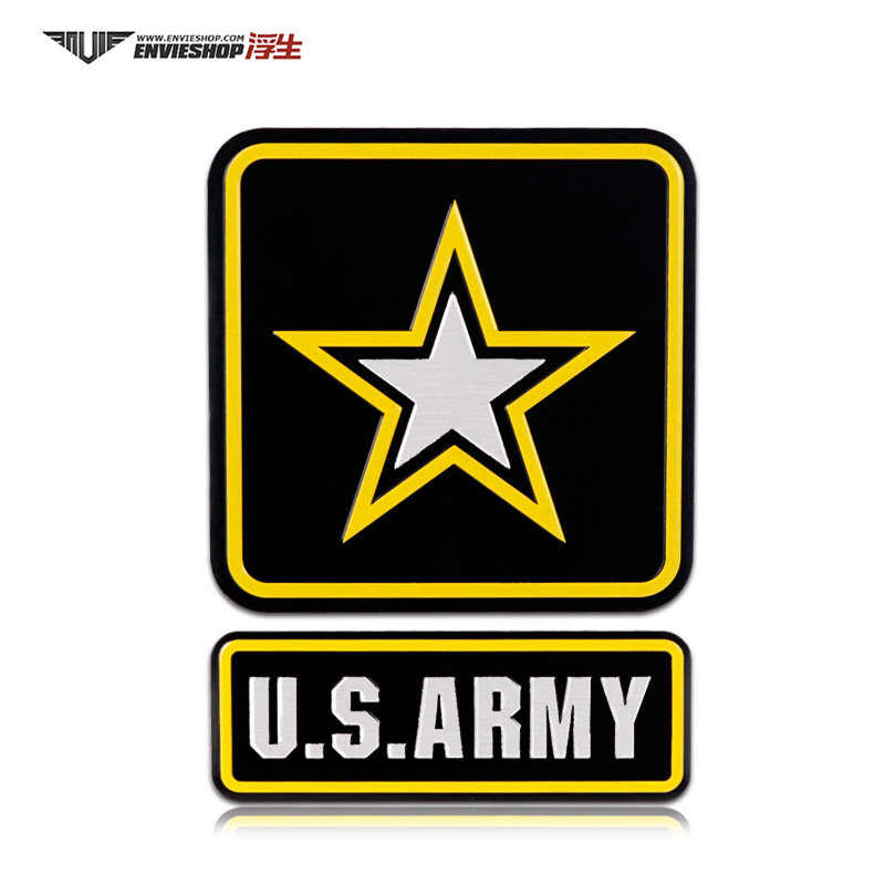 美国陆军车标汽车金属改装五角星徽章usa臂章划痕贴油箱装饰贴标