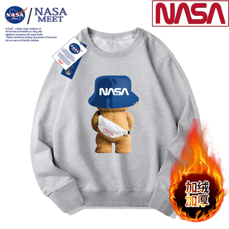NASA联名加绒卫衣宽松圆领男