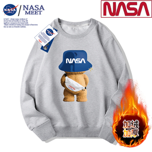 NASA联名款 情侣上衣J 2022圆领连帽卫衣男女潮牌宽松百搭简约秋季