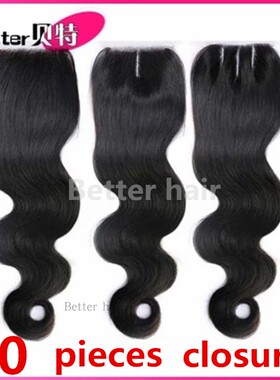 8A 4*4inch Closure Body Wave brazilian Human Hair 10pieces