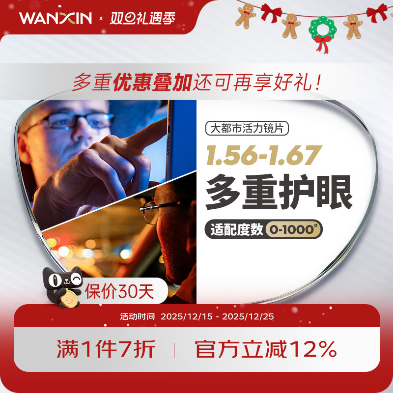 万新驾驶镜片1.56 1.60 1.67超薄防蓝光辐射眩光非球面驾驶近视