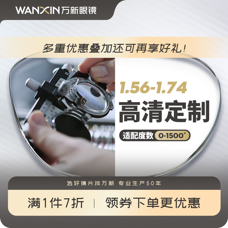 万新轻薄高清眼镜近视高散光非球面定制镜片减少反射配镜框男女款