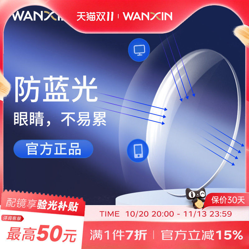 万新镜片1.74超薄非球面防蓝光近视眼镜1.67变色配眼镜官方旗舰
