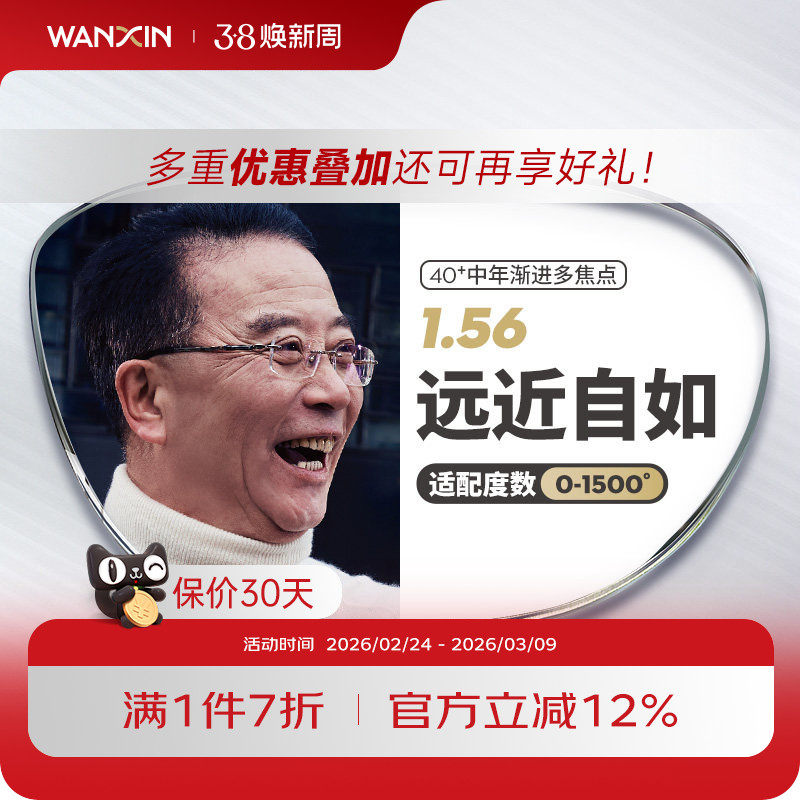 winsee1.56眼镜片近视远视中老年专用镜片万新多焦点定制片