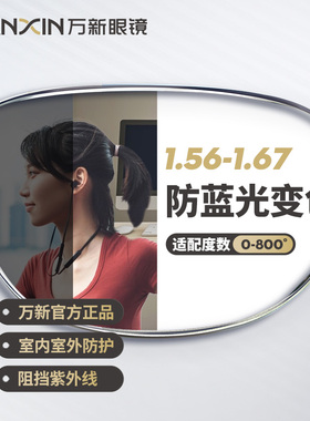 万新防蓝光变色镜片自动感光变灰非球面1.67超薄近视眼镜官方旗舰