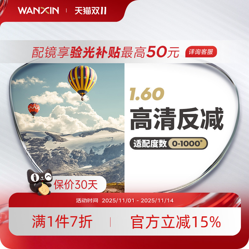 万新超薄防紫外线绿膜非球面镜片