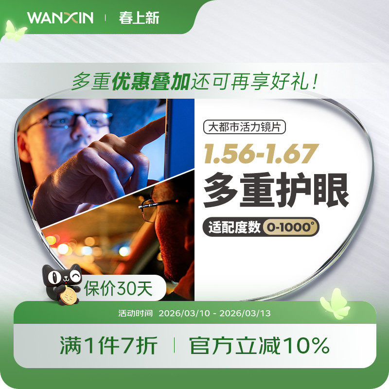 万新驾驶镜片1.56 1.60 1.67超薄防蓝光辐射眩光非球面驾驶近视