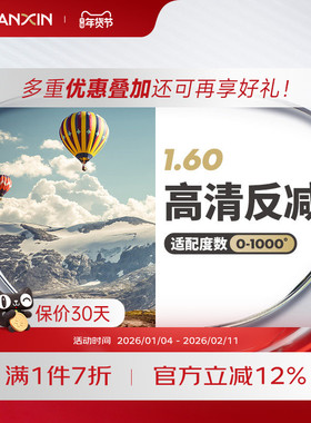 万新1.60超薄非球面镜片 防紫外线绿膜眼镜片树脂近视镜片2片