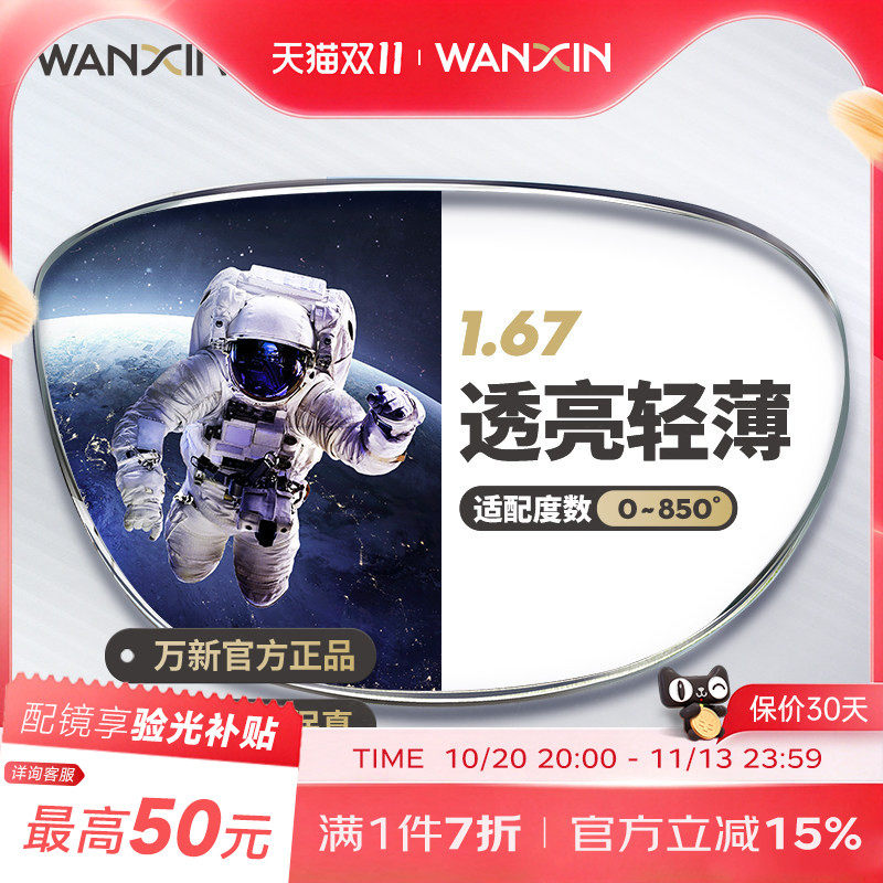 万新超薄高度近视镜片赠镜框