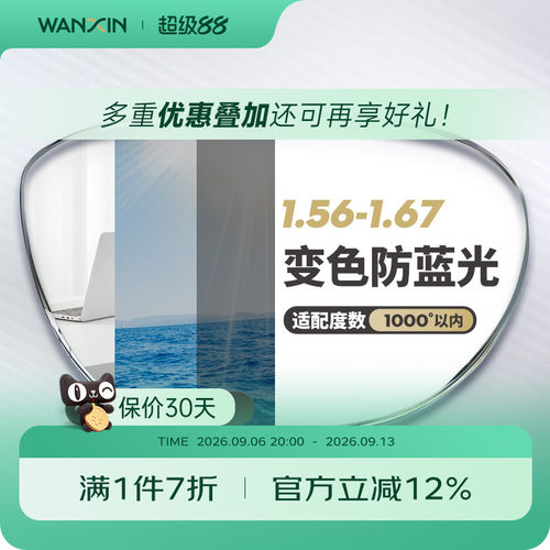 万新防蓝光变色镜片近视镜片