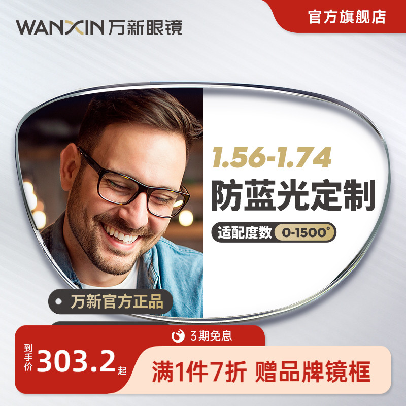萬新近視防藍光單光定制片眼鏡片