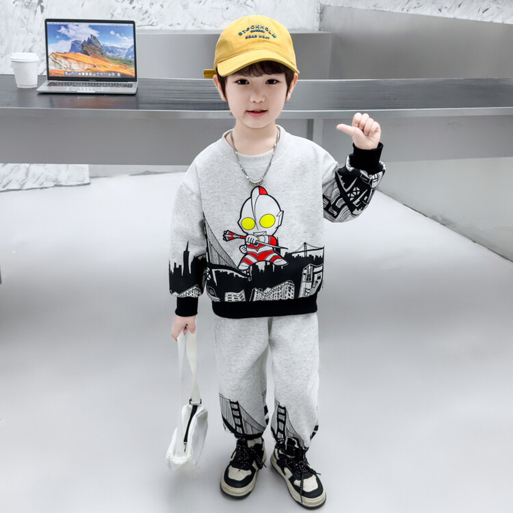 奥特曼衣服男童秋装套装24新款宝宝春秋款运动潮酷儿童卫衣两件套
