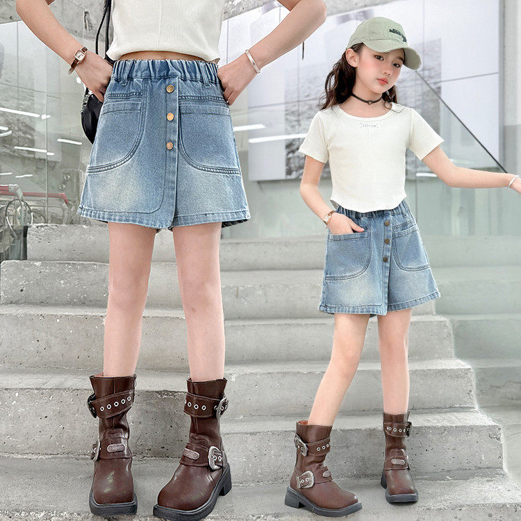 女童夏季外穿裙裤2026新款薄款女孩童装短裤儿童夏装牛仔裤子中裤