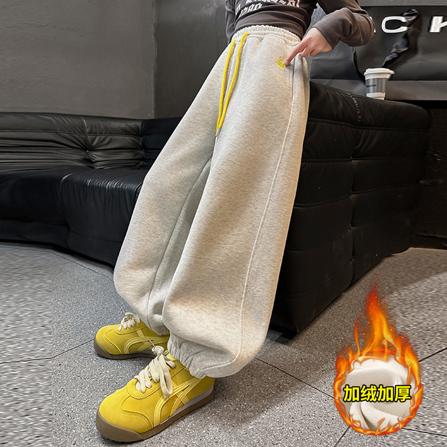 2025女童加绒加厚裤子秋冬季新款儿童男童外传运动卫裤秋冬装长裤