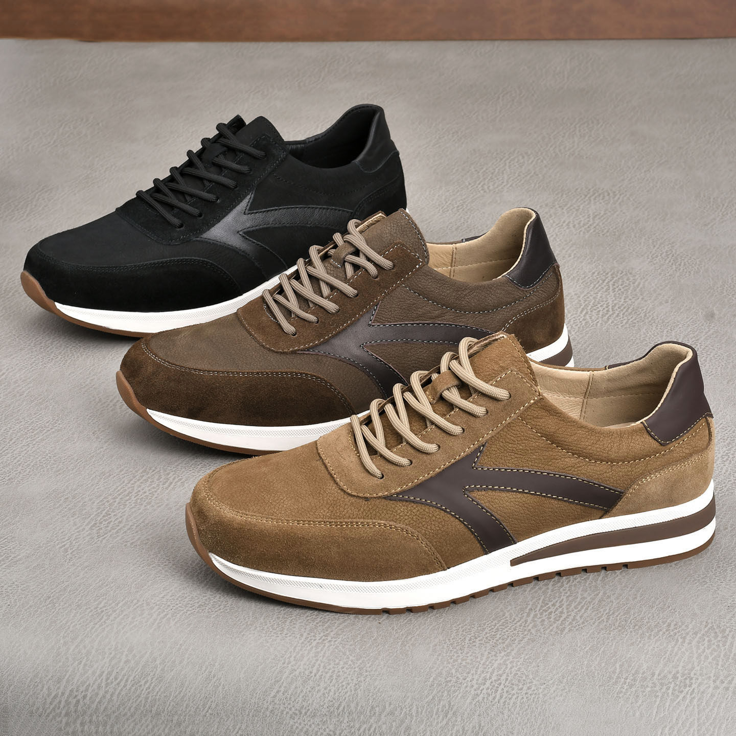 2026春季新款磨砂牛皮男士绑带休闲鞋舒适真皮耐磨阿甘鞋德训鞋