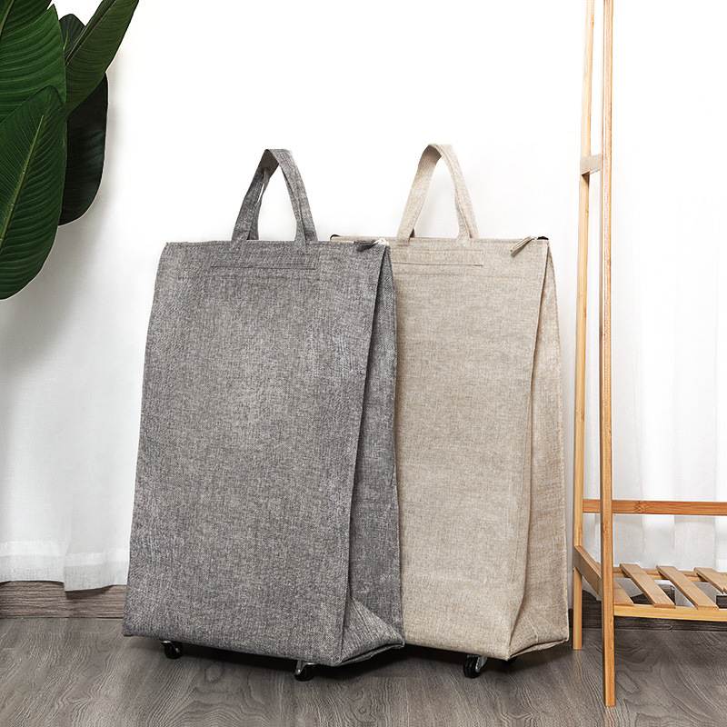 Aircraft luggage bag foldable cloth traveling bag with pulle