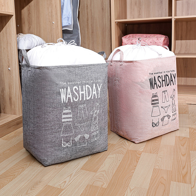 Cotton linen dirty clothes basket moving bag棉麻脏衣篮收纳袋