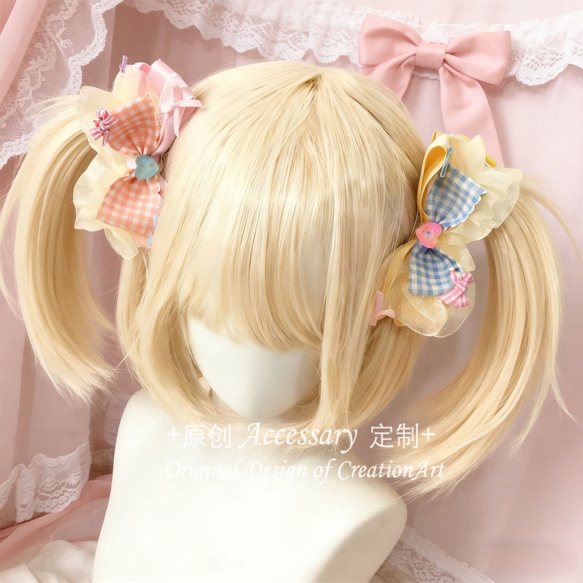 樱落手作呲甜少女心蓝粉色蝴蝶结发夹lolita软妹双马尾对夹发饰,饰品/流行首饰/时尚饰品新,发饰,淘宝优惠券,粉丝福利购,淘宝优惠卷