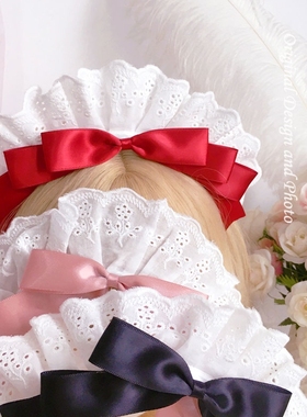 樱落手作doll感lolita发箍可爱女仆头箍maid头饰复古蕾丝蝴蝶结KC