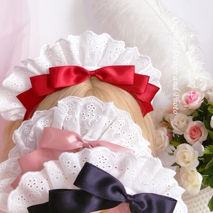 樱落手作doll感lolita发箍可爱女仆头箍maid头饰复古蕾丝蝴蝶结KC