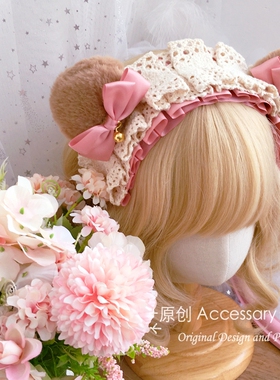 发带发箍lolita少女棕色熊耳