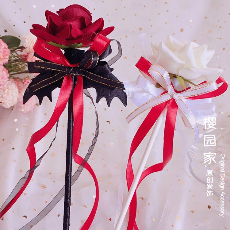 lolita手杖花杖 lo娘配小物 二次元恶魔天使翅膀仙女棒魔法棒