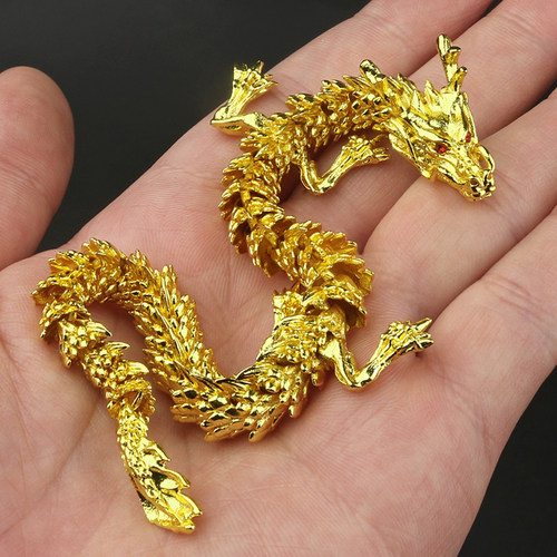 纯黄铜五爪金龙摆件手把件