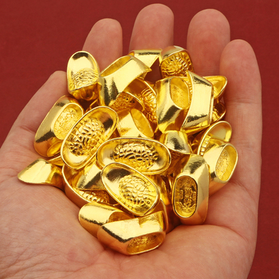 合金小元宝实心摆件开业礼品办公室书房客厅招财进宝聚宝盆装饰品