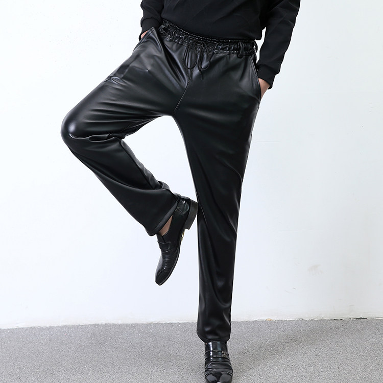男士皮裤男宽松中老年挡风工作裤