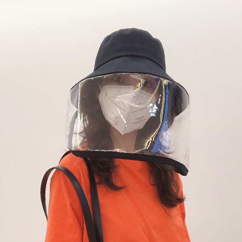 帽子女韩版潮渔夫帽女带面罩防护帽防晒帽子女遮脸遮阳帽