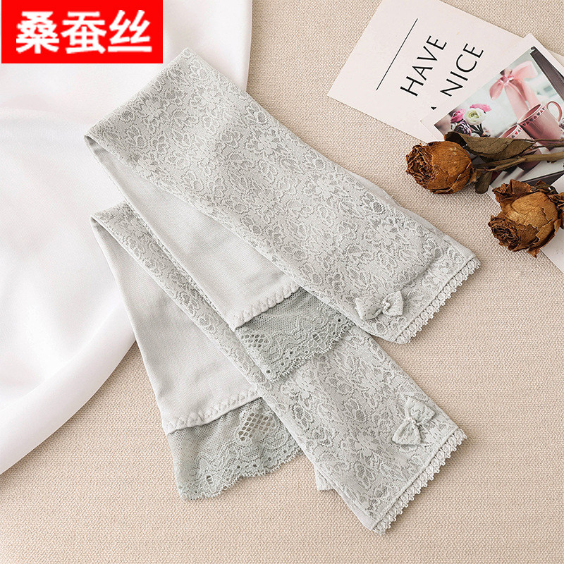 防晒袖套手臂套真丝桑蚕丝夏季女士蕾丝透气开车遮阳防晒袖筒手套