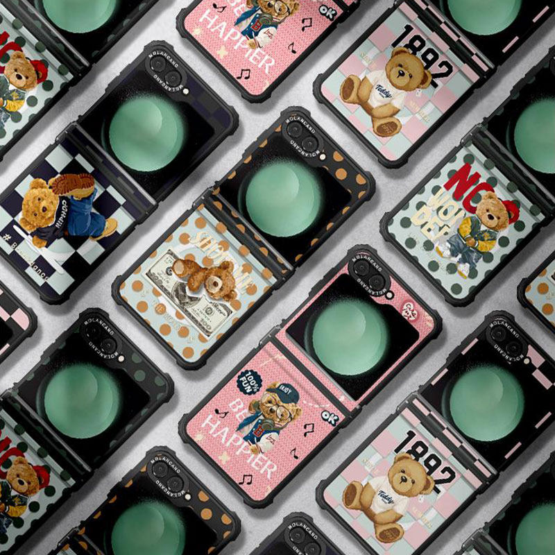 韩国molan适用三星z flip7折叠磁吸手机壳萌熊透明防摔保护壳zflip7保护套卡通可爱情侣壳蒙克小狗zflip6外壳