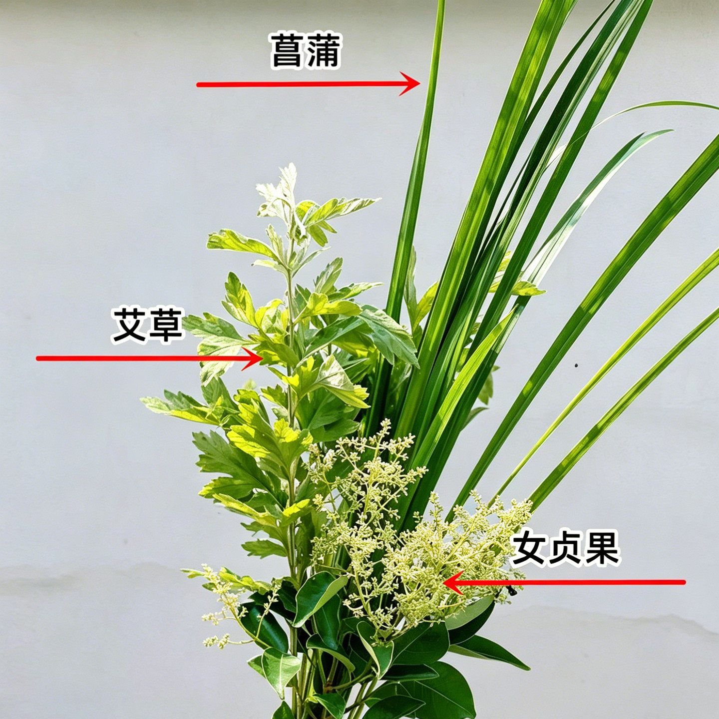 鲜艾草花束diy材料包端午挂件辅材装饰女贞果菖蒲香包香囊包装纸