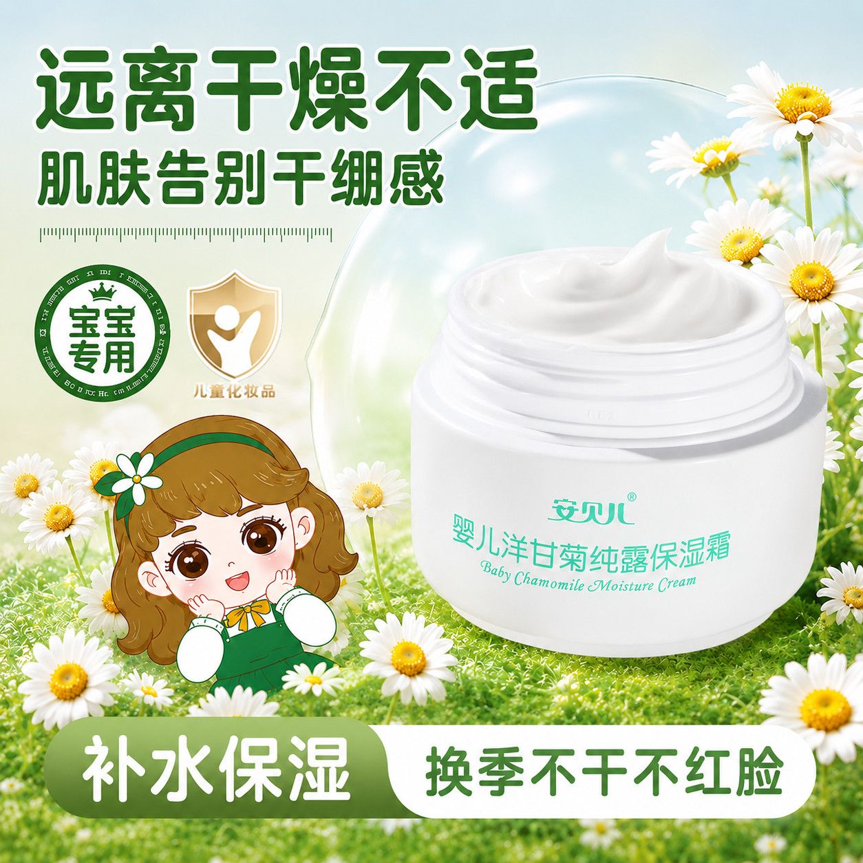 安贝儿洋甘菊婴儿面霜宝宝秋冬季防干裂补水保湿 四季可用 保湿霜