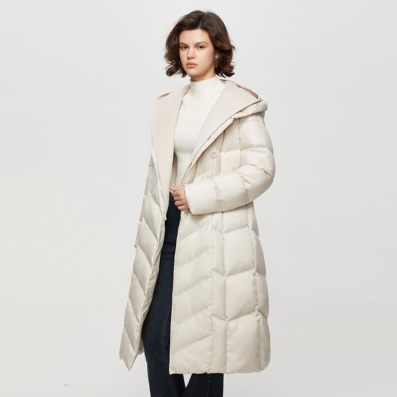 中长款连帽设计感保暖羽绒服