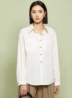 2024秋装新款独特长袖衬衫女通勤休闲百搭宽松设计感衬衣X1419241