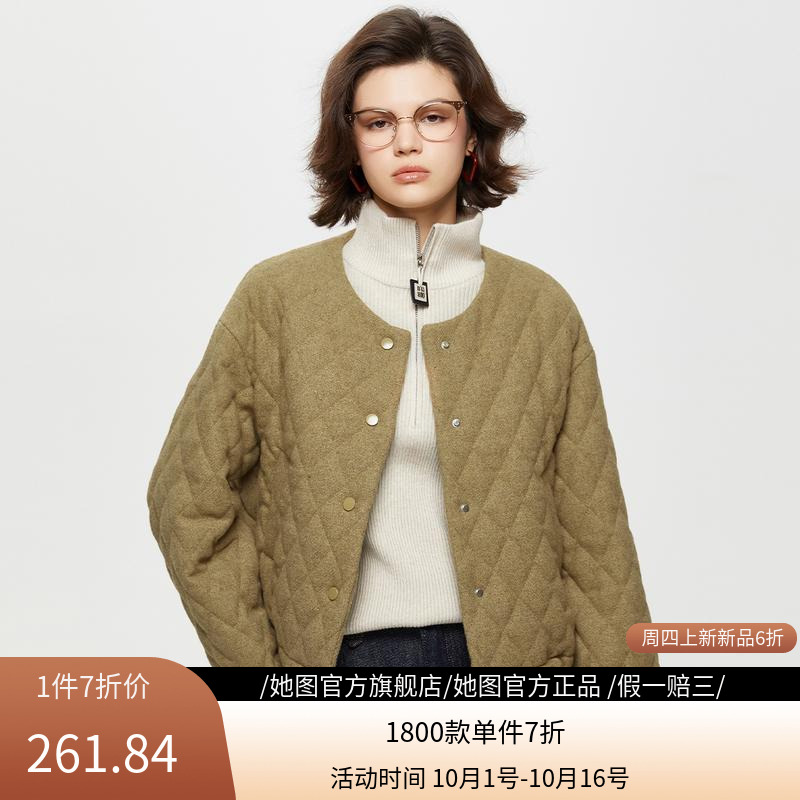 超好看宽松保暖绗缝棉服外套时尚