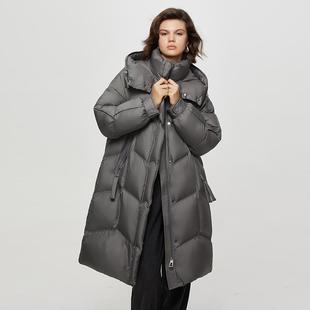 宽松连帽保暖羽绒服女双拉链休闲中长款 时尚 外套 新款 她图2024冬季