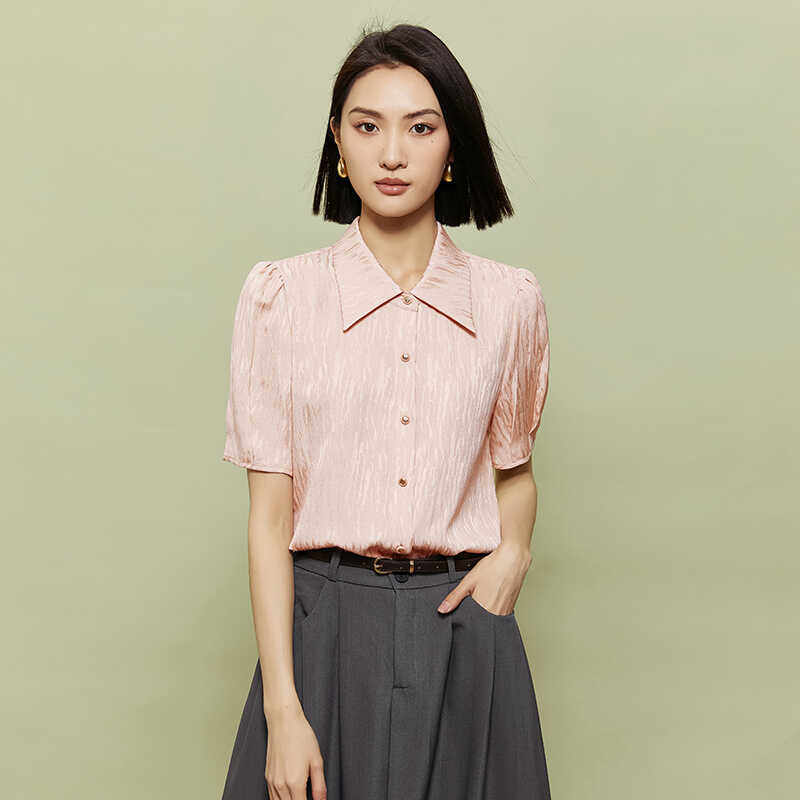 polo领短袖衬衫女2024夏图片