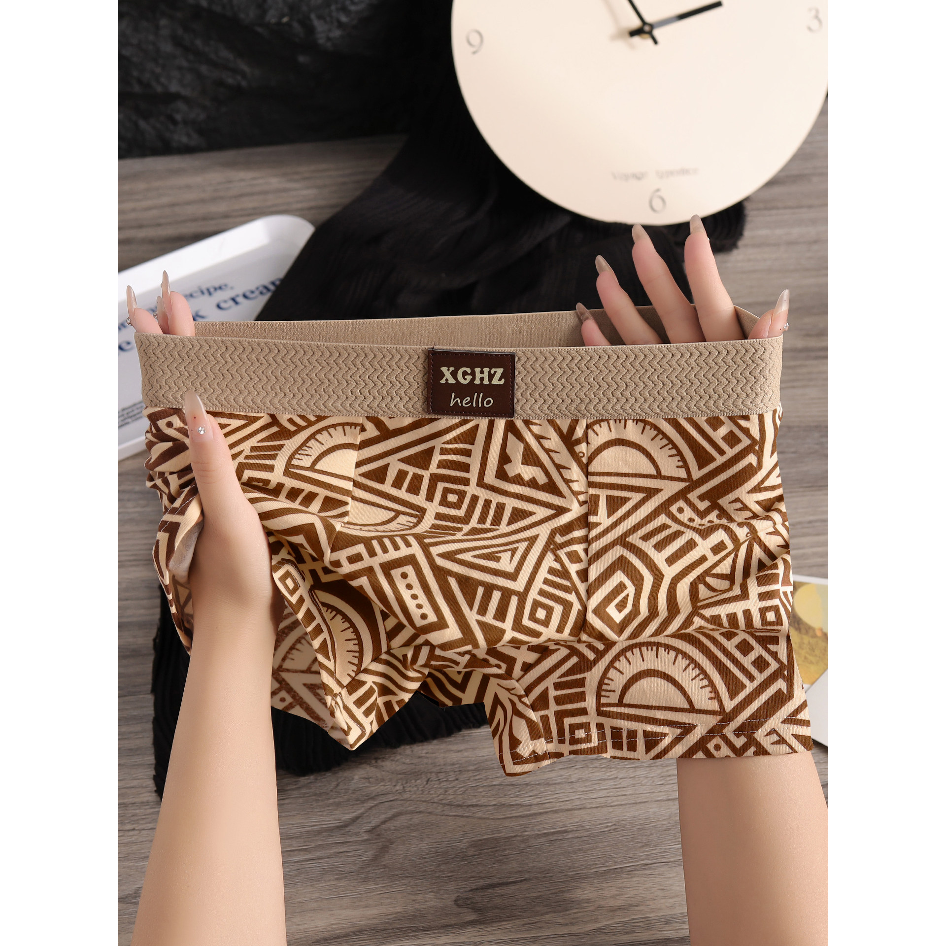 潮款复古民族风纯棉男士内裤男款男式青少年男生男孩透气舒适裤衩