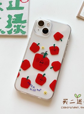 趣味iPhone11pro手机壳适用XSMAX苹果6/8透明7plus/XR可爱12/13/14/15/16/17/air/mini套 小苹果保护套