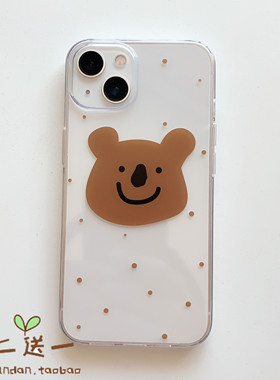 趣味iPhone11pro手机壳适用XSMAX苹果6/8透明7plus/XR可爱12/13/14/15/16/17/air/mini套小熊波点